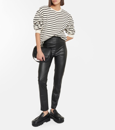 Shop Max Mara Leisure Zefir Faux Leather Slim Pants In Black