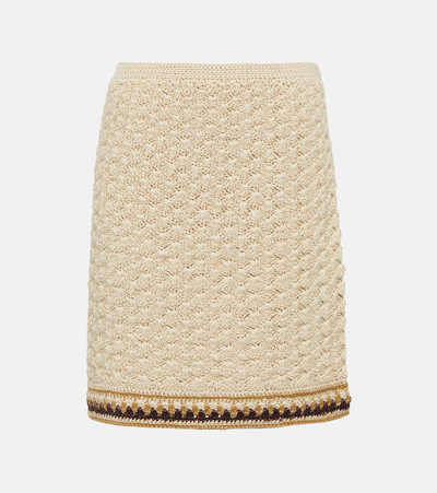 Shop Tory Burch Crochet Cotton-blend Miniskirt In White