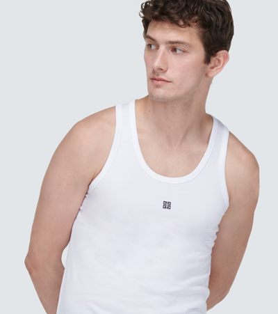 Shop Givenchy Cotton Jersey Tank Top In White