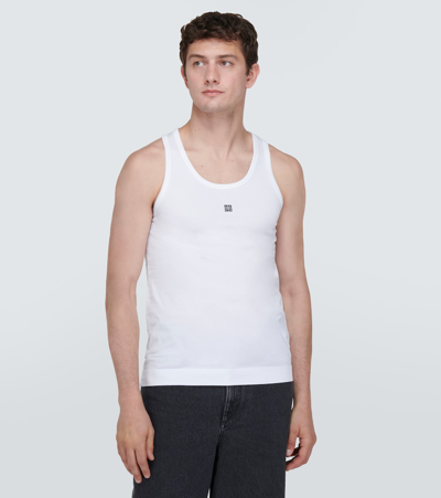 Shop Givenchy Cotton Jersey Tank Top In White