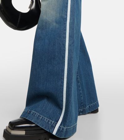 Shop Peter Do Distressed High-rise Wide-leg Jeans In Blue