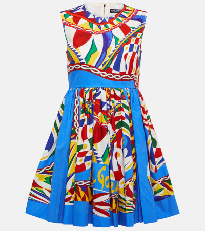 Shop Dolce & Gabbana Carretto Cotton Minidress In Multicoloured
