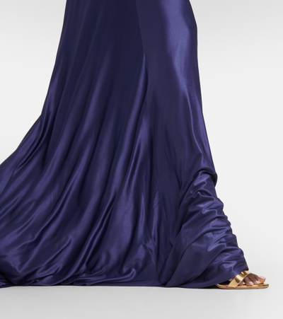 Shop Costarellos Cardinale Halterneck Jersey Gown In Purple
