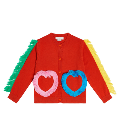 Shop Stella Mccartney Fringed Cotton Cardigan In Red