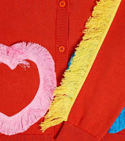 Shop Stella Mccartney Fringed Cotton Cardigan In Red