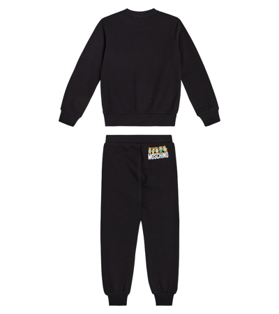 Shop Moschino Teddy Bear Cotton Sweatshirt And Sweatpants Set In Black