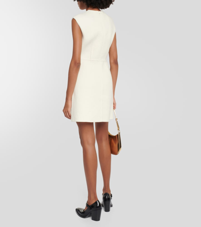 Prada Embellished Wool-blend Minidress In White