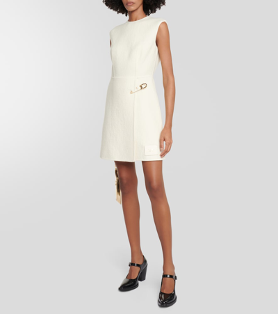 Prada Embellished Wool-blend Minidress In White