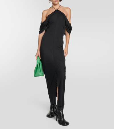 Jw Anderson Off-shoulder Draped Midi Dress In Black