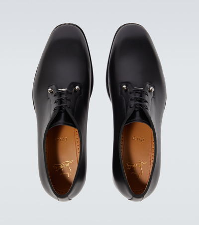 Christian Louboutin Mens Black Chambeliss Leather Derby Shoes Eur 41 / 7 Uk In Black