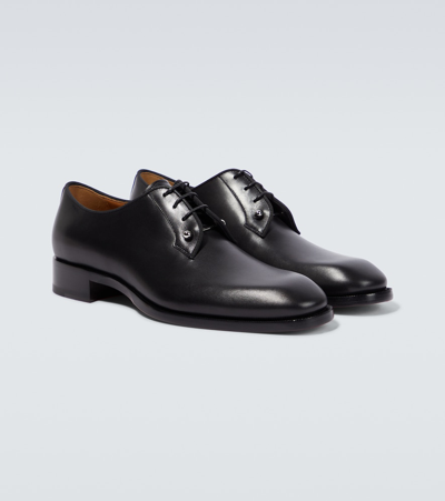 Christian Louboutin Mens Black Chambeliss Leather Derby Shoes Eur 41 / 7 Uk In Black