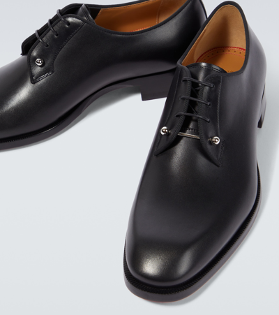 Christian Louboutin Mens Black Chambeliss Leather Derby Shoes Eur 41 / 7 Uk In Black
