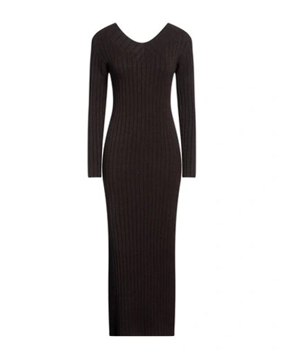 Shop Kaos Woman Maxi Dress Brown Size M Viscose, Polyester, Polyamide
