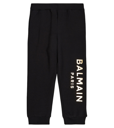 Shop Balmain Logo Cotton Sweatpants In Black