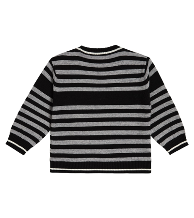 Shop Balmain Baby Logo Striped Wool Sweater In White