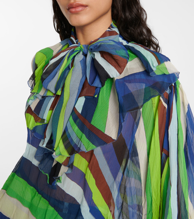 Shop Pucci Printed Tie-neck Silk Chiffon Blouse In Multicoloured