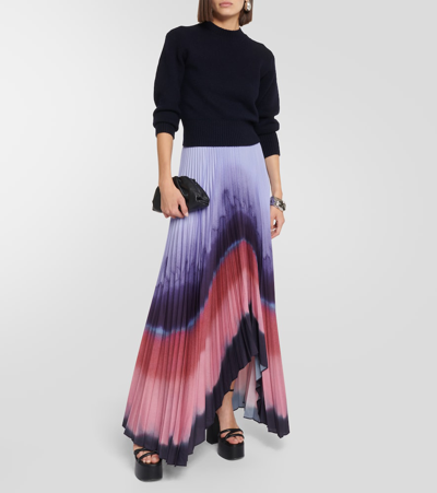 Shop Altuzarra Pleated Satin Maxi Skirt In Multicoloured