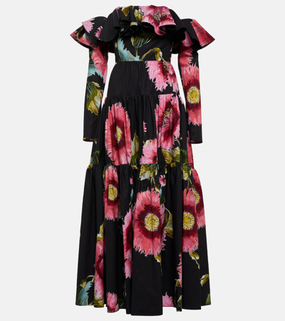 Shop Giambattista Valli Off-shoulder Floral Cotton Maxi Dress In Multicoloured