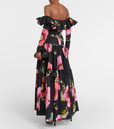 Shop Giambattista Valli Off-shoulder Floral Cotton Maxi Dress In Multicoloured