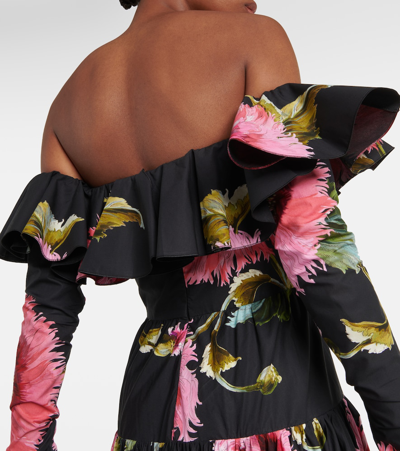 Shop Giambattista Valli Off-shoulder Floral Cotton Maxi Dress In Multicoloured