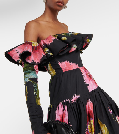 Giambattista Valli Off-the-shoulder Cotton Poplin Maxi Dress In Multicoloured