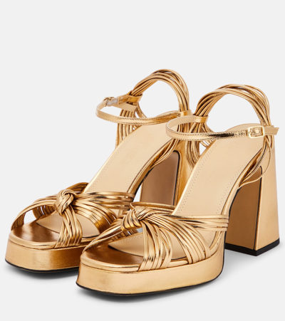 Shop Souliers Martinez Springs Metallic Leather Platform Sandals In Gold