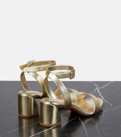 Christian Louboutin Miss Sabina Metallic Red Sole Ankle-strap Sandals In Silver