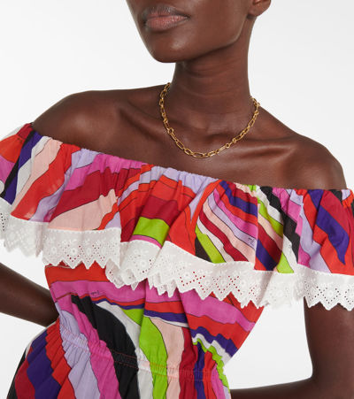 Pucci Bedrucktes Minikleid Aus Baumwolle In Multicoloured
