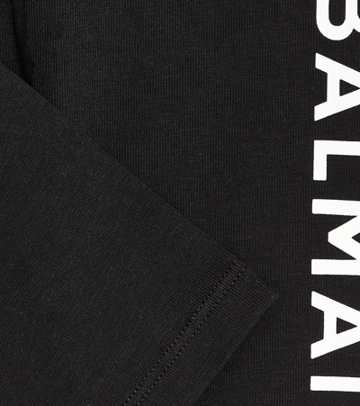Shop Balmain Baby Logo Cotton-blend Leggings In Black