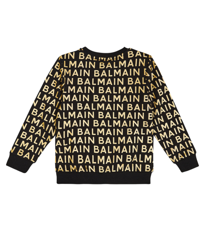 Shop Balmain Logo Printed Cotton Sweatshirt In Black