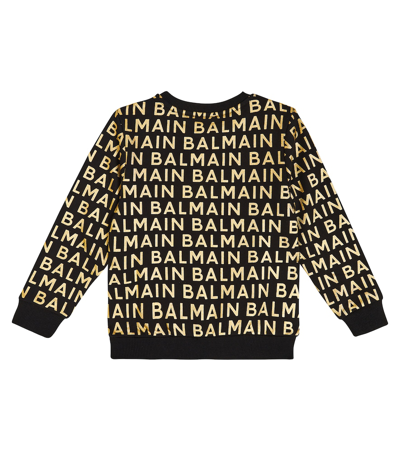 Balmain Bedrucktes Sweatshirt Aus Baumwolle In Black