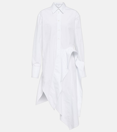 Shop Jw Anderson Deconstructed Cotton Poplin Shirt Dress In White