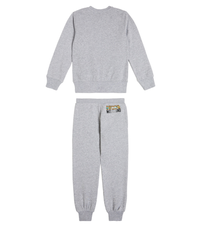 Shop Moschino Cotton Jersey Sweatshirt And Sweatpants Set In Grey