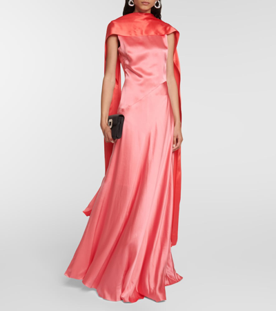 Shop Roksanda Scarf-detail Silk Gown In Pink