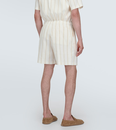 Shop Commas Striped Linen-blend Shorts In White