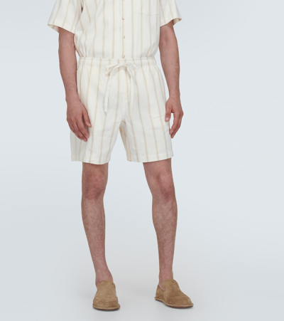Shop Commas Striped Linen-blend Shorts In White