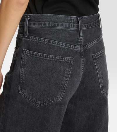 Shop Agolde Low Slung Baggy Low-rise Cotton Jeans In Black