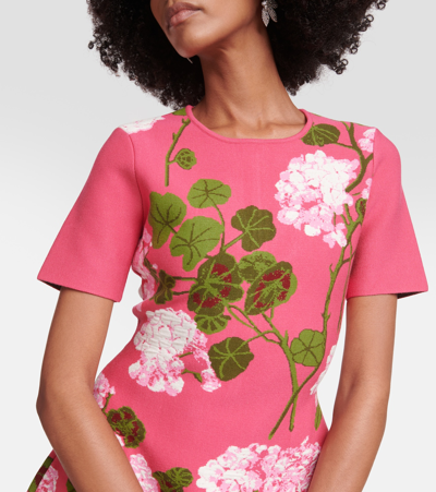 Shop Oscar De La Renta Floral Jacquard Minidress In Pink