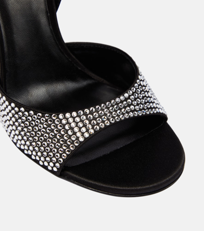 Shop Versace Crystal-embellished Satin Sandals In Black