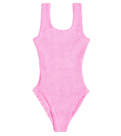 Shop Hunza G Alva Bow-detail Swimsuit In Pink