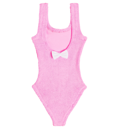 Shop Hunza G Alva Bow-detail Swimsuit In Pink