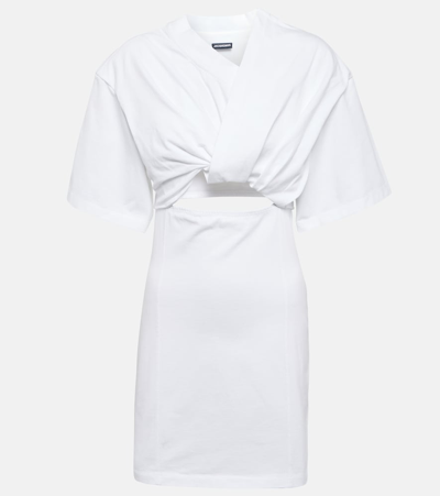 Jacquemus Bahia Twist-front Cutout Cotton Mini Dress In White