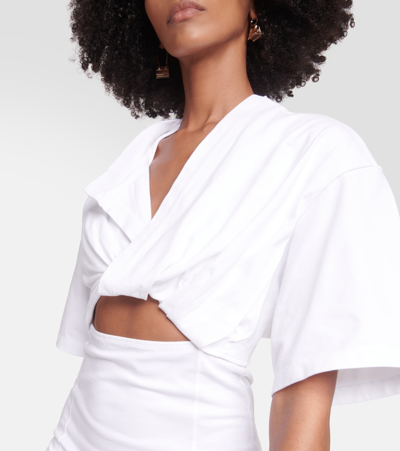 Jacquemus Bahia Twist-front Cutout Cotton Mini Dress In White