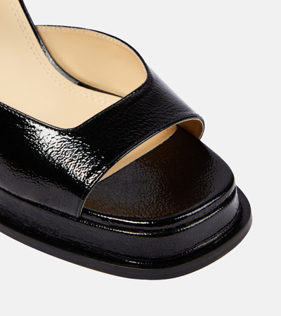 Shop Souliers Martinez Gracia Patent Leather Platform Sandals In Black
