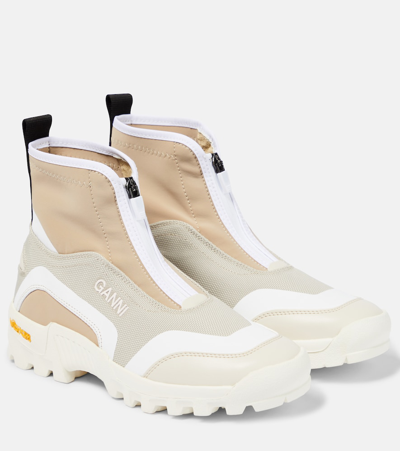 Ganni Performance Neoprene Sneakers In Beige