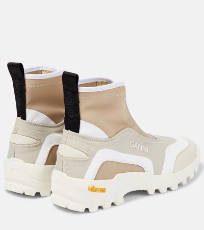 Ganni Performance Neoprene Sneakers In Beige