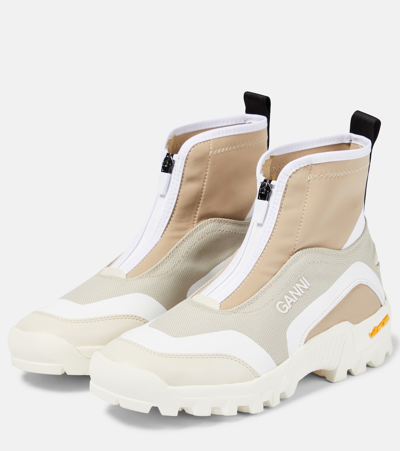Ganni Performance Neoprene Sneakers In Beige