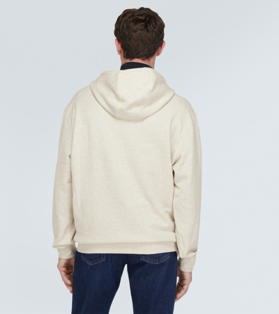 Prada Logo Cotton Hoodie In Beige