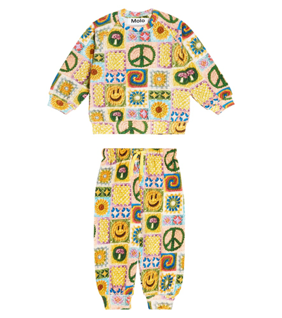 Shop Molo Baby Disc Sweatshirt And Simeon Sweatpants Set In Multicoloured