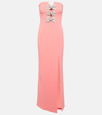 Shop Rebecca Vallance Brittany Bow Embellished Crêpe Gown In Pink